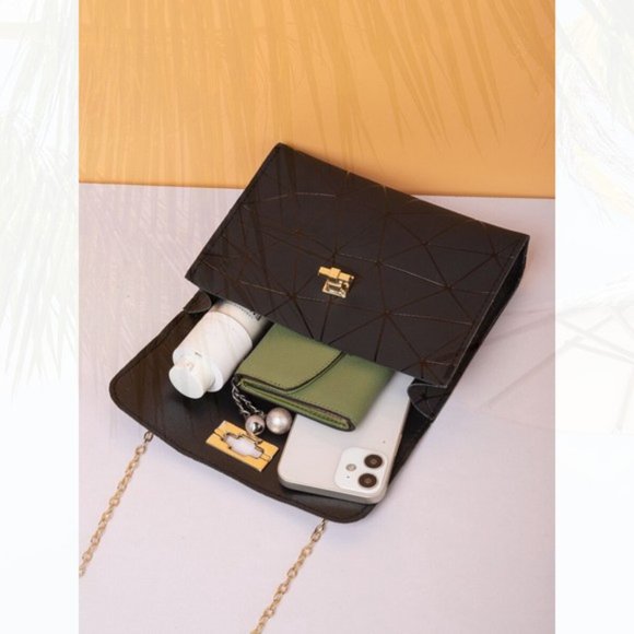 New Geometric Pattern Square Bag Black 73 - Picture 2 of 4